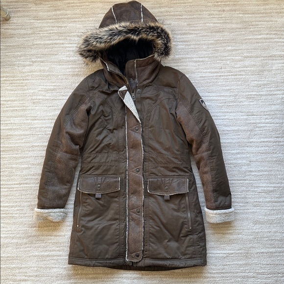 EUC KUHL ARKTIK Projekt GOOSE DOWN PARKA Women Jacket Sherpa Heavy Winter Size S - Picture 1 of 16